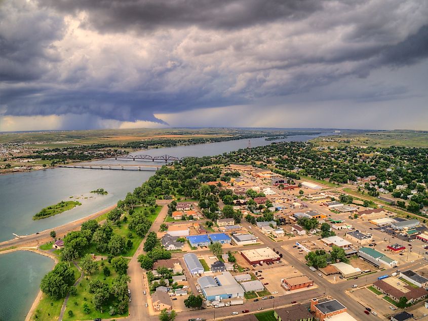 Pierre is the State Capitol of South Dakota on a stormy day.