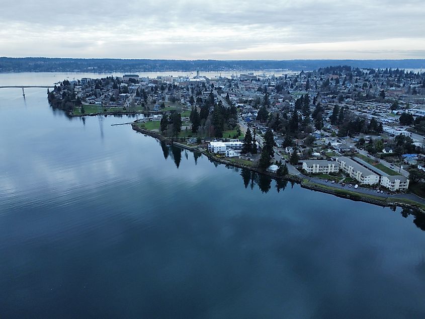 An aerial view of Bremerton, Washington.