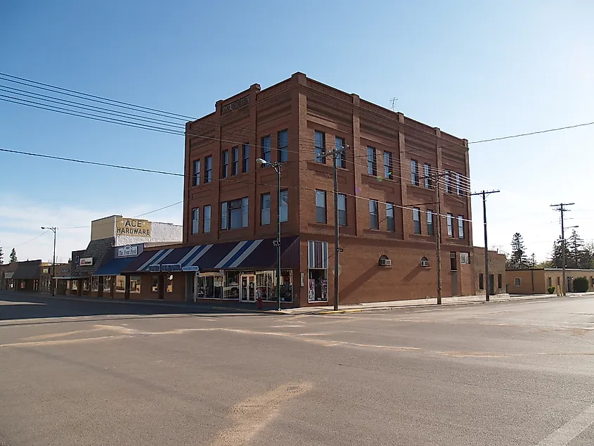 Street view in Bottineau, North Dakota.