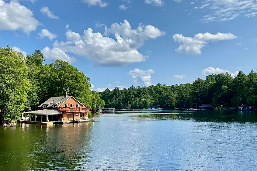 Muskoka Lakes boathouse on Lake Rosseau