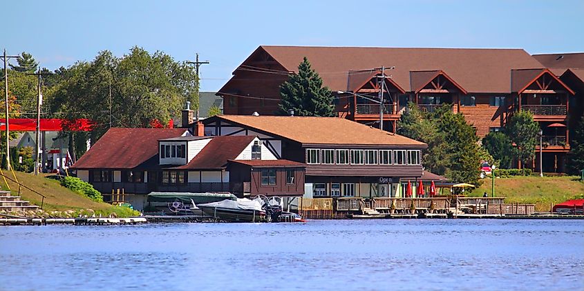 Lakeside boat house in Minocqua, Wisconsin