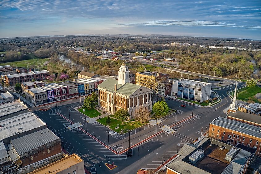 Aerial View of Shelbyville, Tennessee during Spring