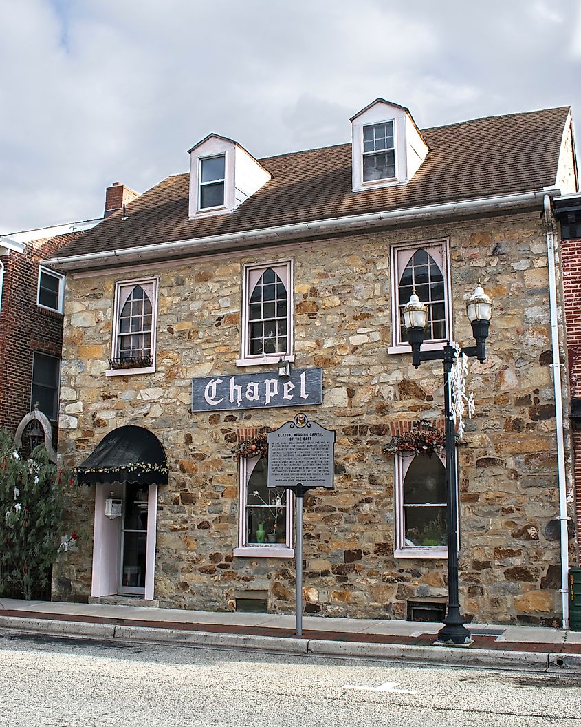 The historic Little Wedding Chapel in Elkton, Maryland.