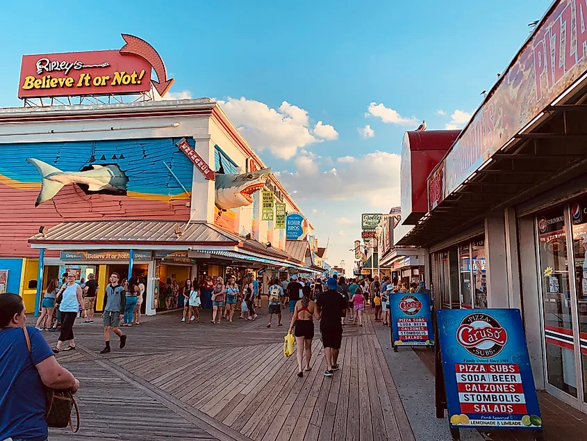 The boardwalk in Ocean City, Maryland.