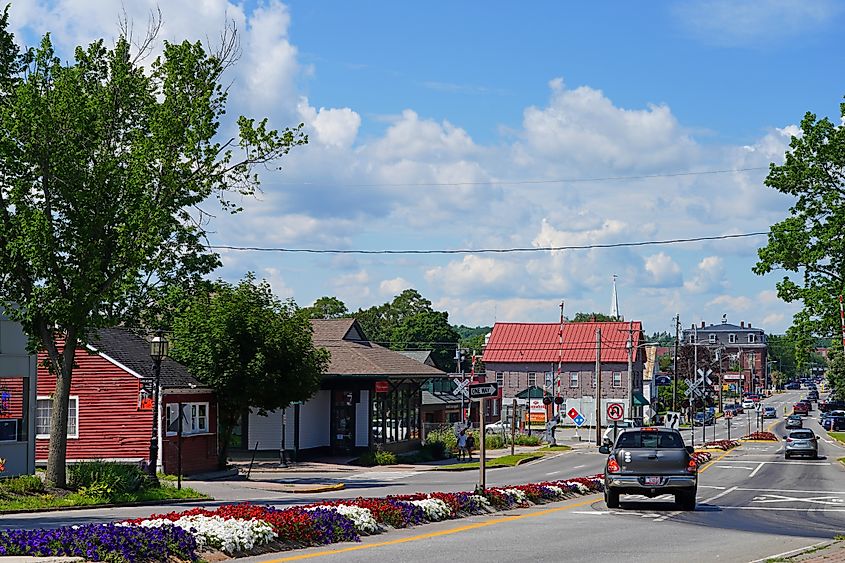 View of the campus of Bowdoin College, a private liberal arts college located in Brunswick, Maine, United States.