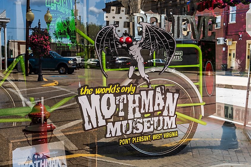 View of the Mothman Museum in Point Pleasant, West Virginia. Editorial credit: Rosemarie Mosteller / Shutterstock.com