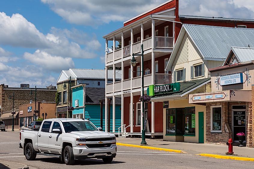 Streets and Buildings of Pincher Creek in Alberta Canada