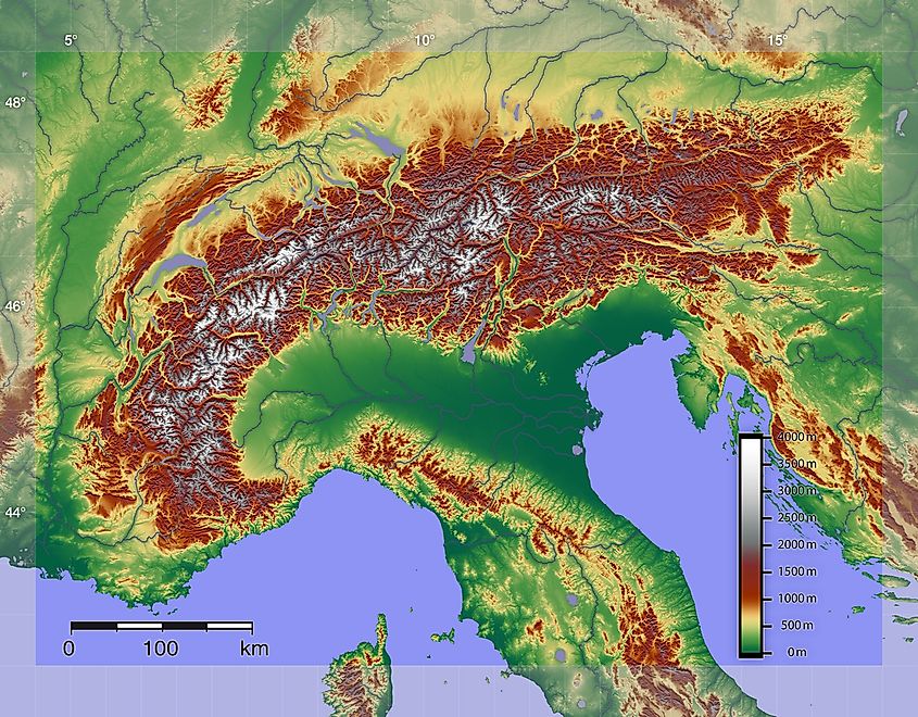 Alps Mountains World Map