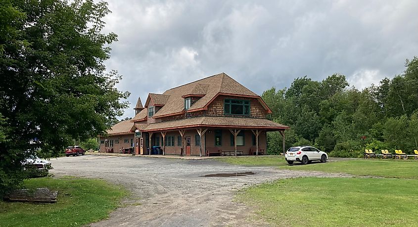 Historic railroad station in Tupper Lake, New York