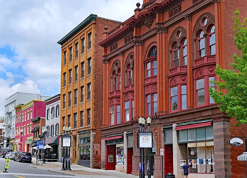 Downtown street in Geneva, New York.