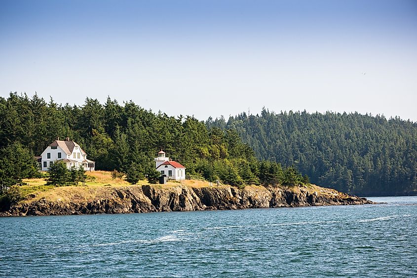 Light house seen during a Orca Whales Tour from Anacortes to San Juan Island Washington