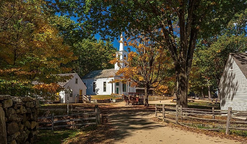 Old Sturbridge Village in the fall in Sturbridge, Massachusetts.