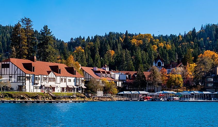 View of Lake Arrowhead, autumn season California.