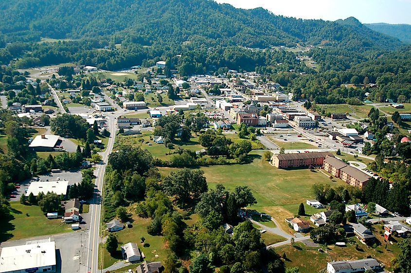 Aerial view of Summersville, West Virginia.