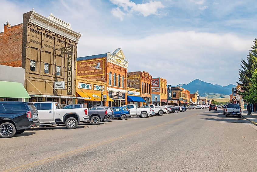 The historic Main Street in Livingston, Montana.