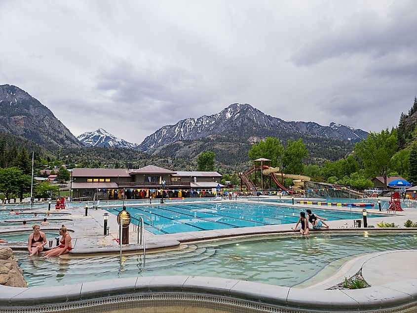 Daytime view of Ouray Hot Springs Pool and Fitness Center of Ouray, Colorado.