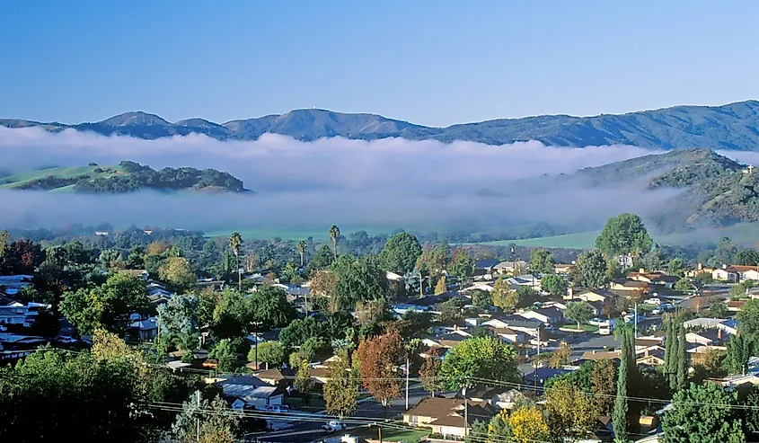 Spring field and cloud layers in Ojai, California.