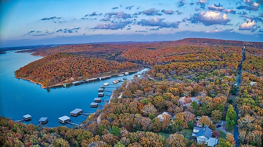 Aerial view of Vian, Oklahoma in autumn