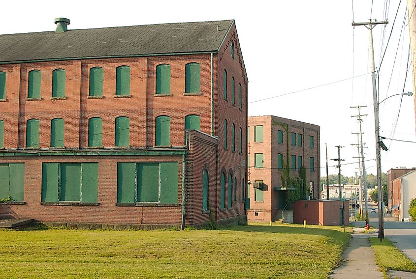 A historic factory building in the town of Ashland, Ohio.