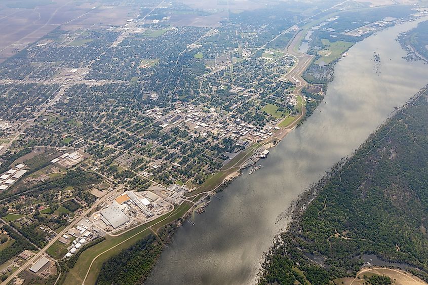 Aerial view of Greenwood in Mississippi.