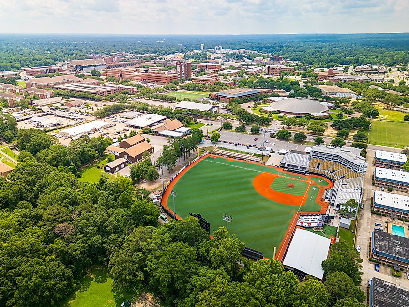 Aerial view of Hattiesburg, Mississippi.