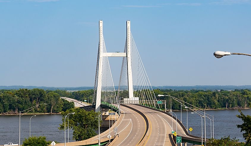 Great River Bridge over the Mississippi River in Burlington, Iowa.