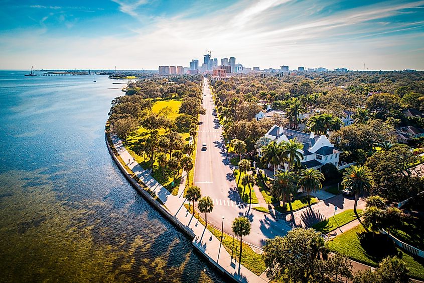 Road along the coast in St. Petersburg, Florida.