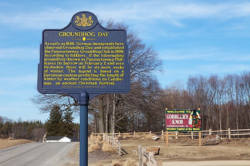 Signage at Gobbler's Knob in Punxsutawney, Pennsylvania.