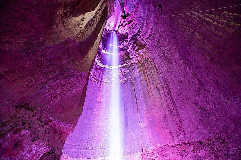 Ruby Falls, waterfall in cave, Tennessee.