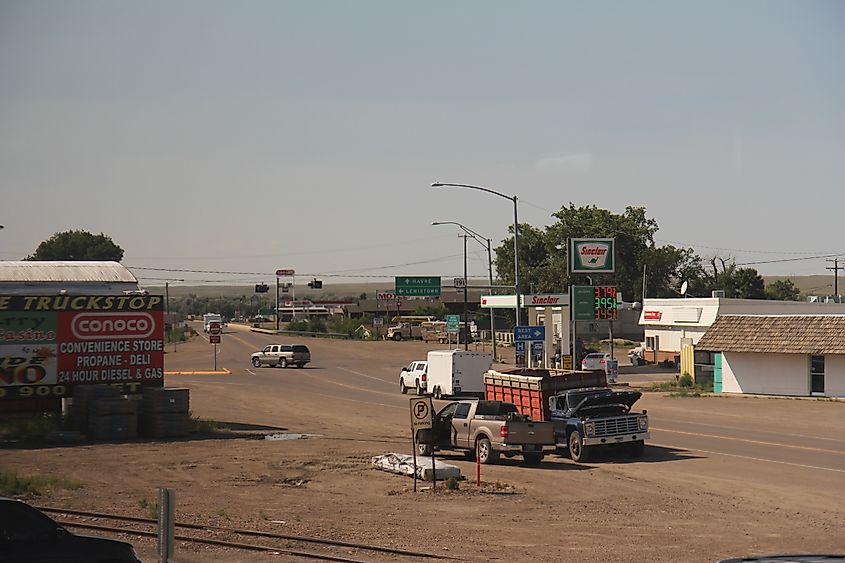 Street view in the quaint town of Malta in Montana.