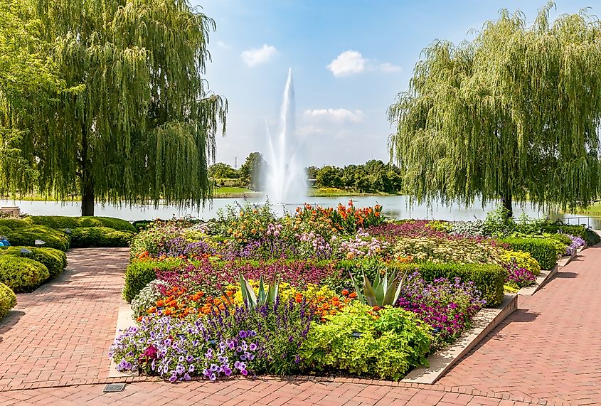 Summer landscape at the Chicago Botanic Garden in Glencoe, Illinois