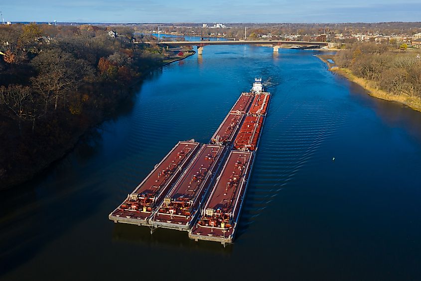 Barge on the Illinois River at Ottawa Illinois