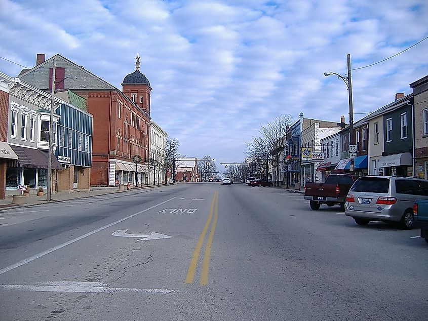 High Street in downtown Hillsboro, Ohio.