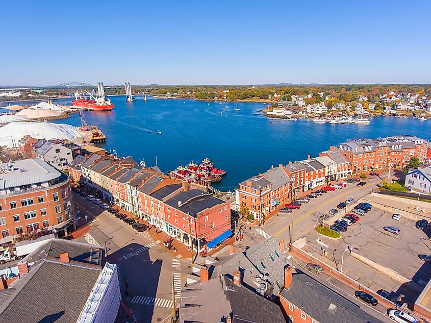 Aerial view of Portsmouth, New Hampshire.