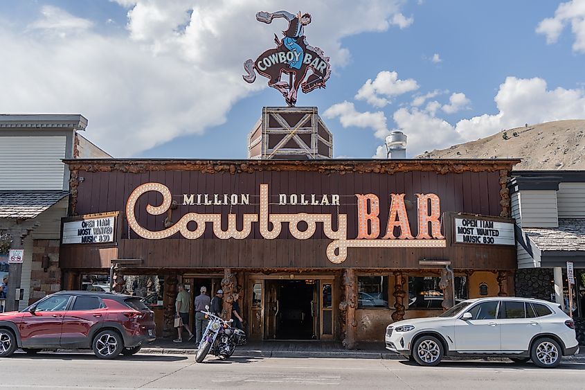 The Million Dollar Cowboy Bar is a popular restaurant for tourists in Jackson, Wyoming.