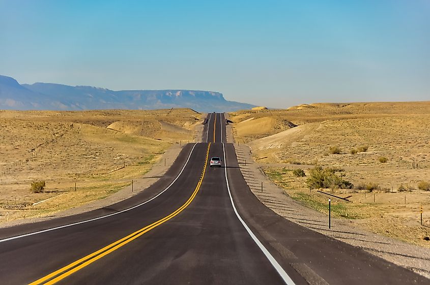 Panoramic view over the length of US Route 160 in the southwestern corner of Colorado.