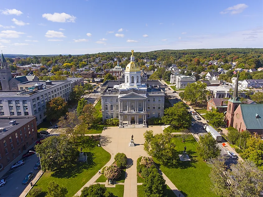 Aerial view of the New Hampshire State House in Concord, New Hampshire