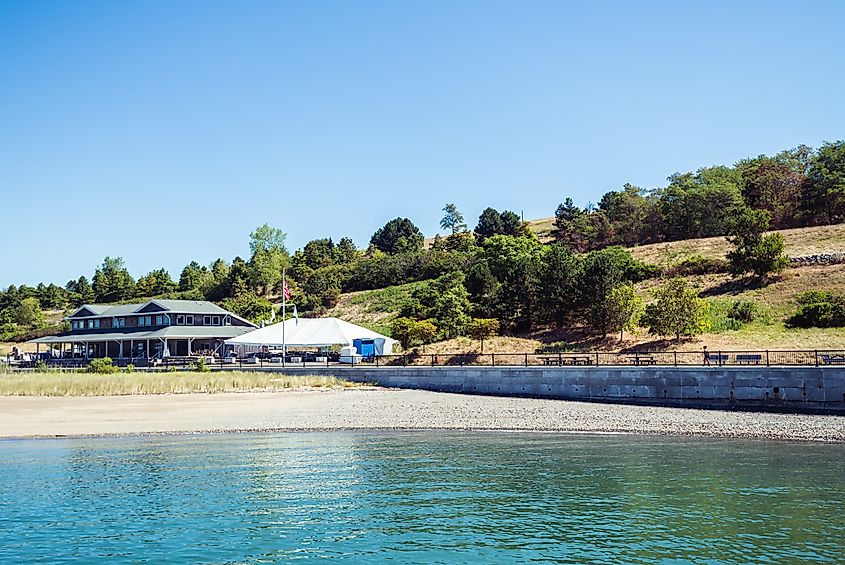 Spectacle Island, a tourist attraction in the Boston Harbor.