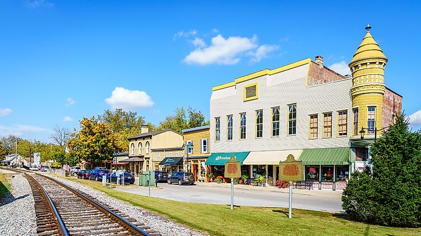 Main street of Midway - a small town in Central Kentucky famous for its boutique shops and restaurants. Editorial credit: Alexey Stiop / Shutterstock.com