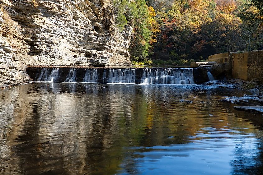 Falls Creek Falls Park during autumn in Spencer, Tennessee.