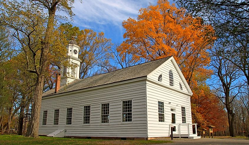 The Chapel at Allaire State Park in the fall