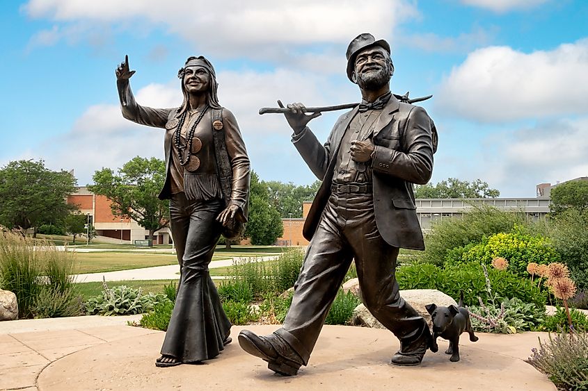 Weary Willy-The Spirit Lives and Dirty Lil and Women in Hobo Day Statues on the campus of South Dakota