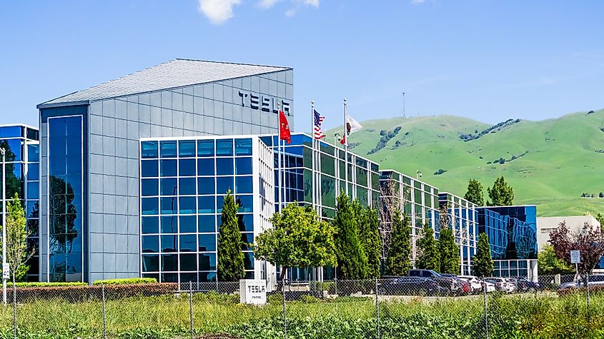 Exterior view of Tesla SolarCity offices and production facility in East San Francisco bay area, Silicon Valley, California