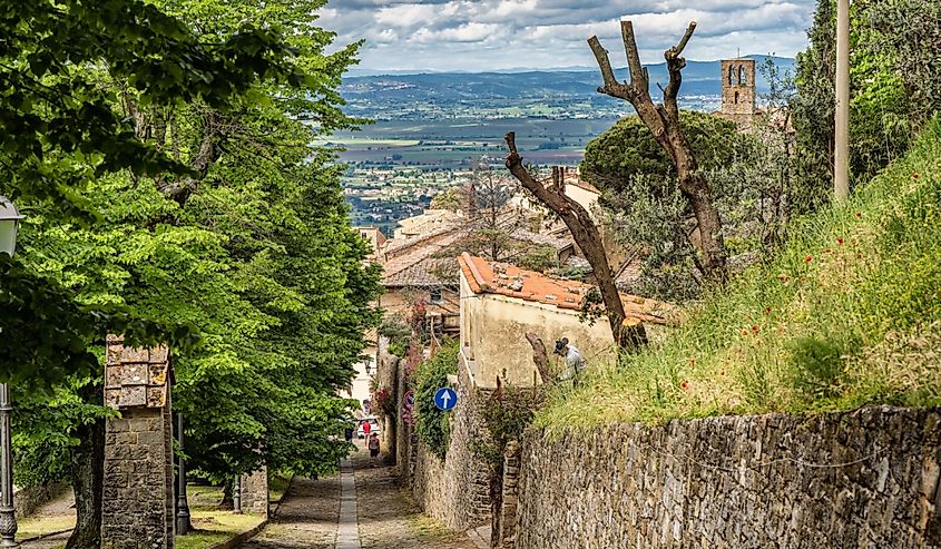 Footpath to the top of Cortona, Tuscany, Italy