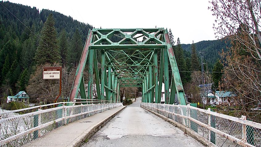 Historic Durgan Bridge, Downieville, California, USA, built in 1938.