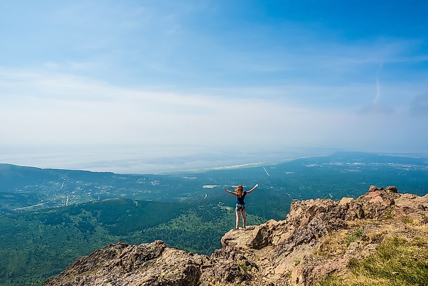 Flattop Mountain Trail on a sunny summer day.