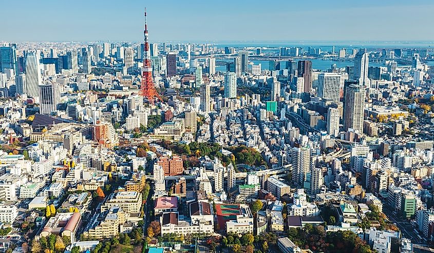 Overlooking the Tokyo skyline in Japan