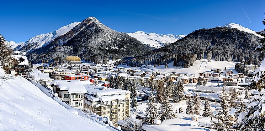 Panoramic view of the winter resort in Davos, Switzerland