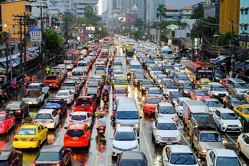 Huge traffic jam in Bangkok.