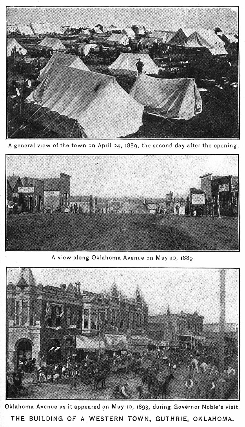 Guthrie, Oklahoma. April 24, 1889; May 10, 1889; and May 10 1893 during Governor's visit. Shows rapid development of the city.